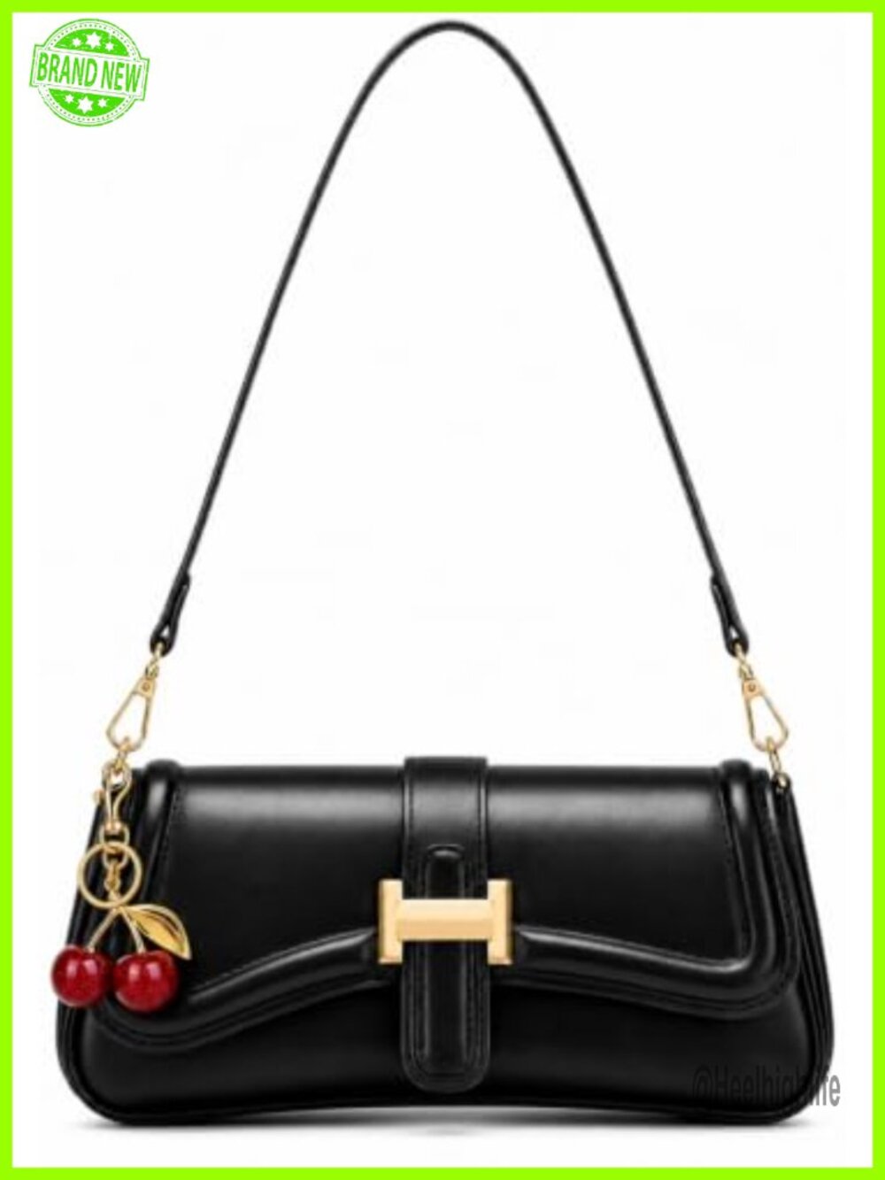 Vintage PU Leather Hobo Crossbody Shoulder Bag 2 Straps Cherry Charm